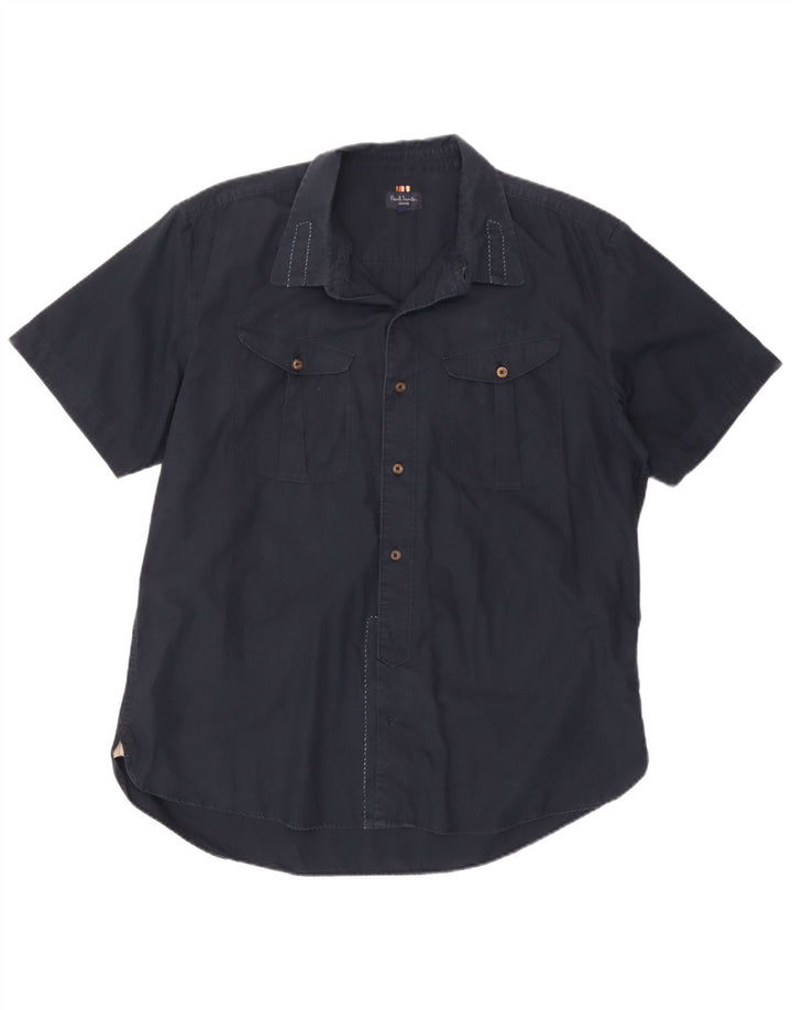 Paul Smith Camisa de manga corta para hombre 2XL Algodón azul marino