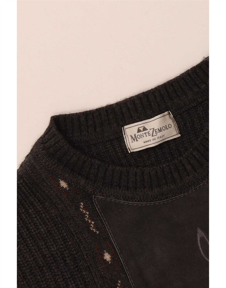 Montezemolo - Jersey de cuello redondo para hombre, talla grande, gris clásico