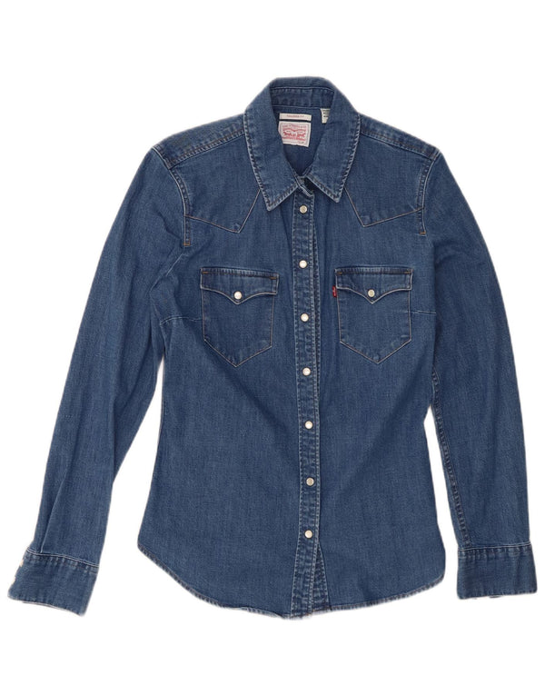 Levi's Camisa vaquera entallada para mujer UK 6 XS Algodón azul