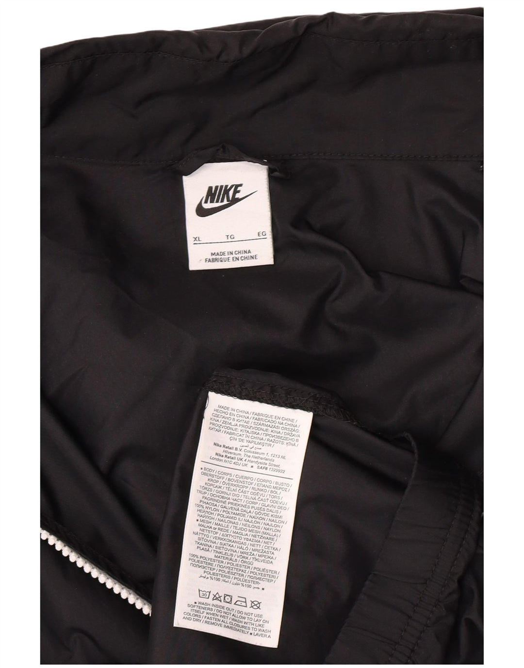 Chaqueta impermeable con capucha Nike para hombre XL Nylon negro