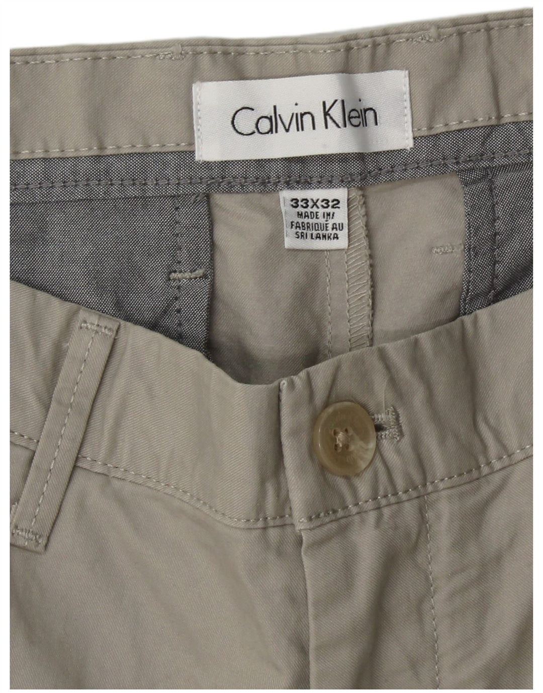 CALVIN KLEIN Pantalón chino recto para hombre W33 L32 Algodón gris
