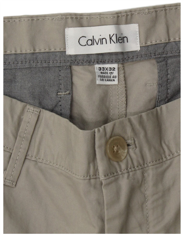 CALVIN KLEIN Pantalón chino recto para hombre W33 L32 Algodón gris