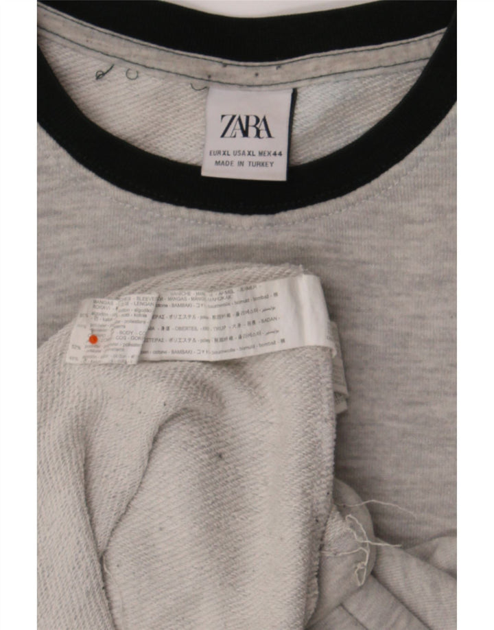 Zara Hombre Sudadera Jumper XL Gris Colorblock Algodón