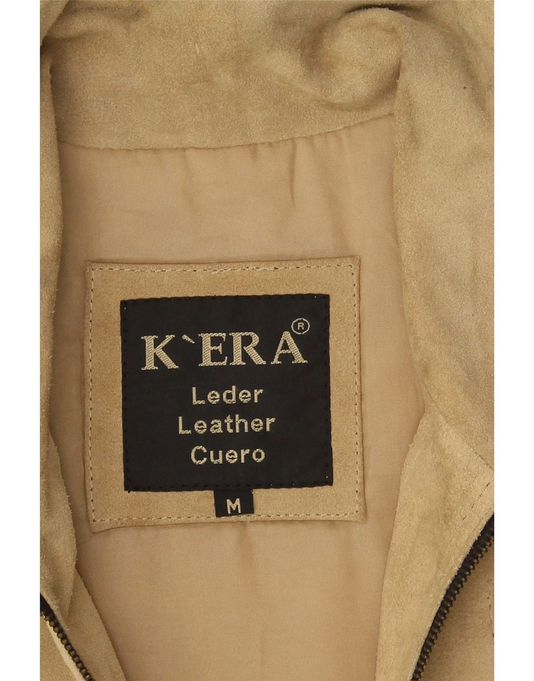 Vintage hombres ante Gilet Reino Unido 38 cuero beige medio