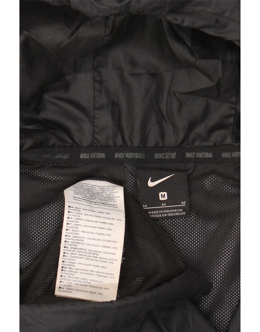 Nike Chaqueta impermeable con capucha para hombre UK 38 Medium Black Nylon