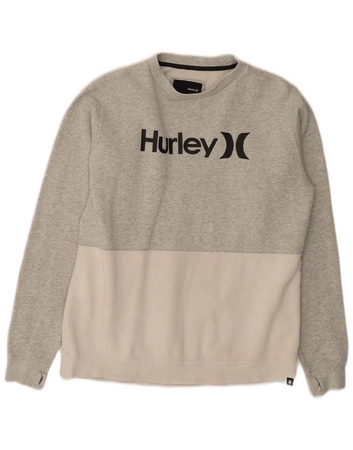 Hurley Hombre Sudadera Gráfica Jersey De Algodón Color Block Gris Medio