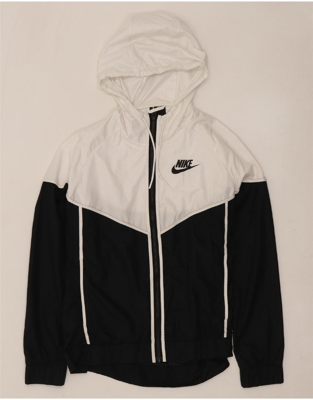 NIKE Chaqueta impermeable con capucha para hombre UK 40 Large Negro Colorblock Poliéster