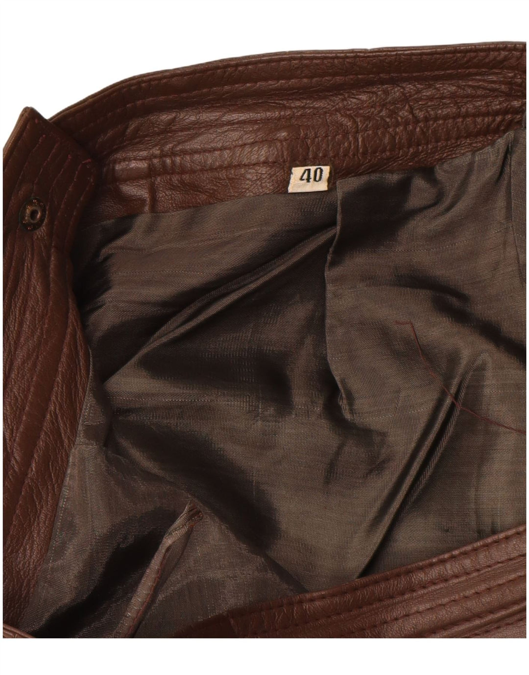 VINTAGE Falda lápiz para mujer IT 40 Pequeña W28 Cuero marrón