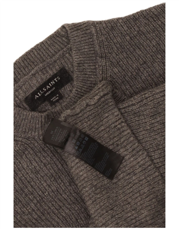 All Saints Jersey extragrande con cuello redondo para mujer, talla 44, lana gris medio
