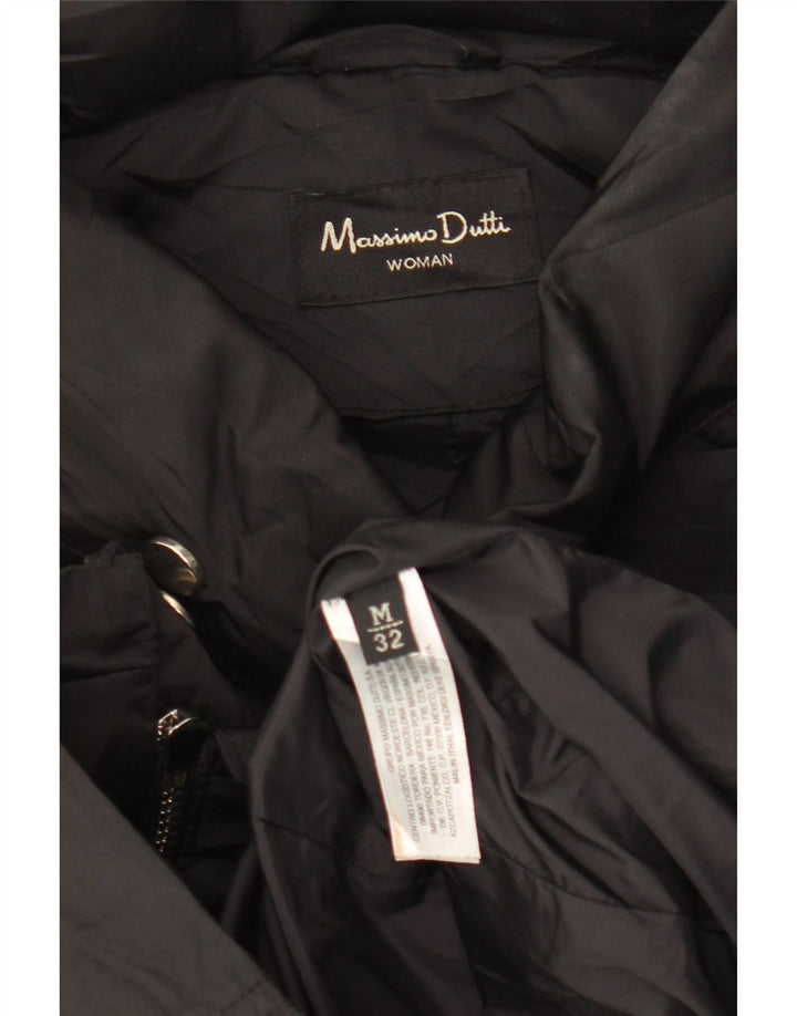 Massimo Dutti Chaqueta Cortavientos Con Capucha Mujer UK 44 Mediana Negro Poliéster