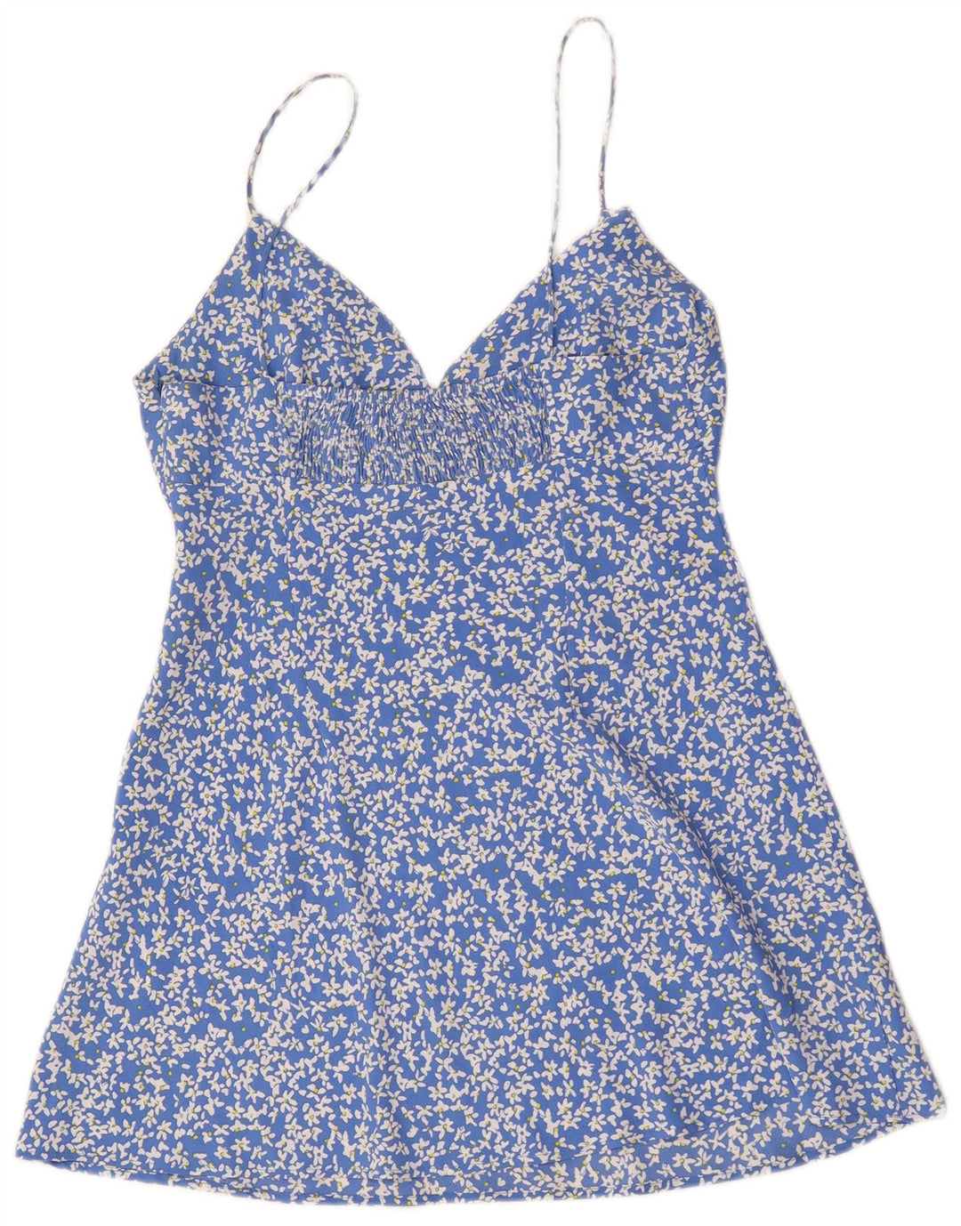 Zara Vestido de verano para mujer UK 44 Poliéster floral azul grande
