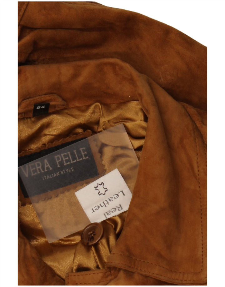 Vintage hombres ante bomber chaqueta IT 54 2XL cuero marrón