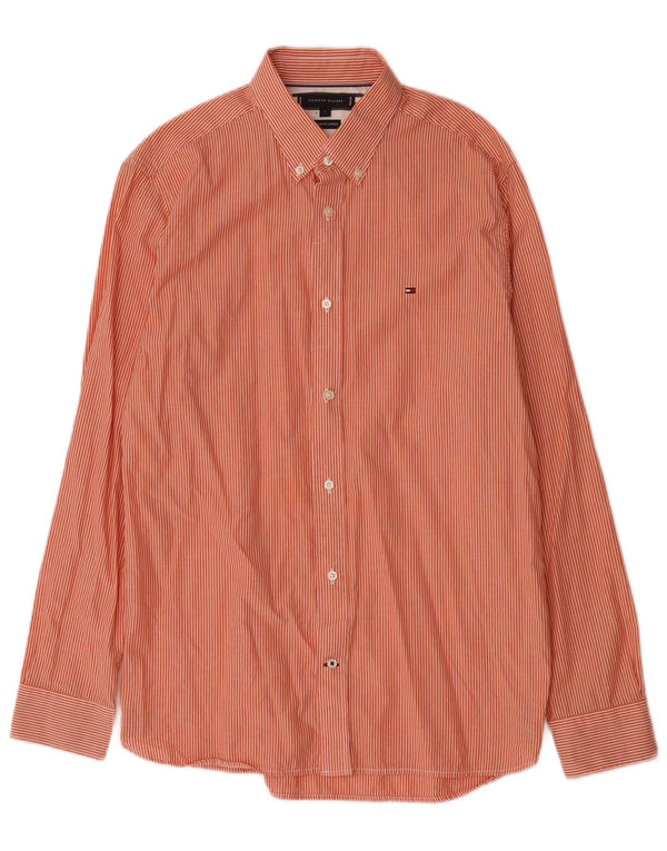 Camisa Tommy Hilfiger para hombre grande de algodón a rayas naranja