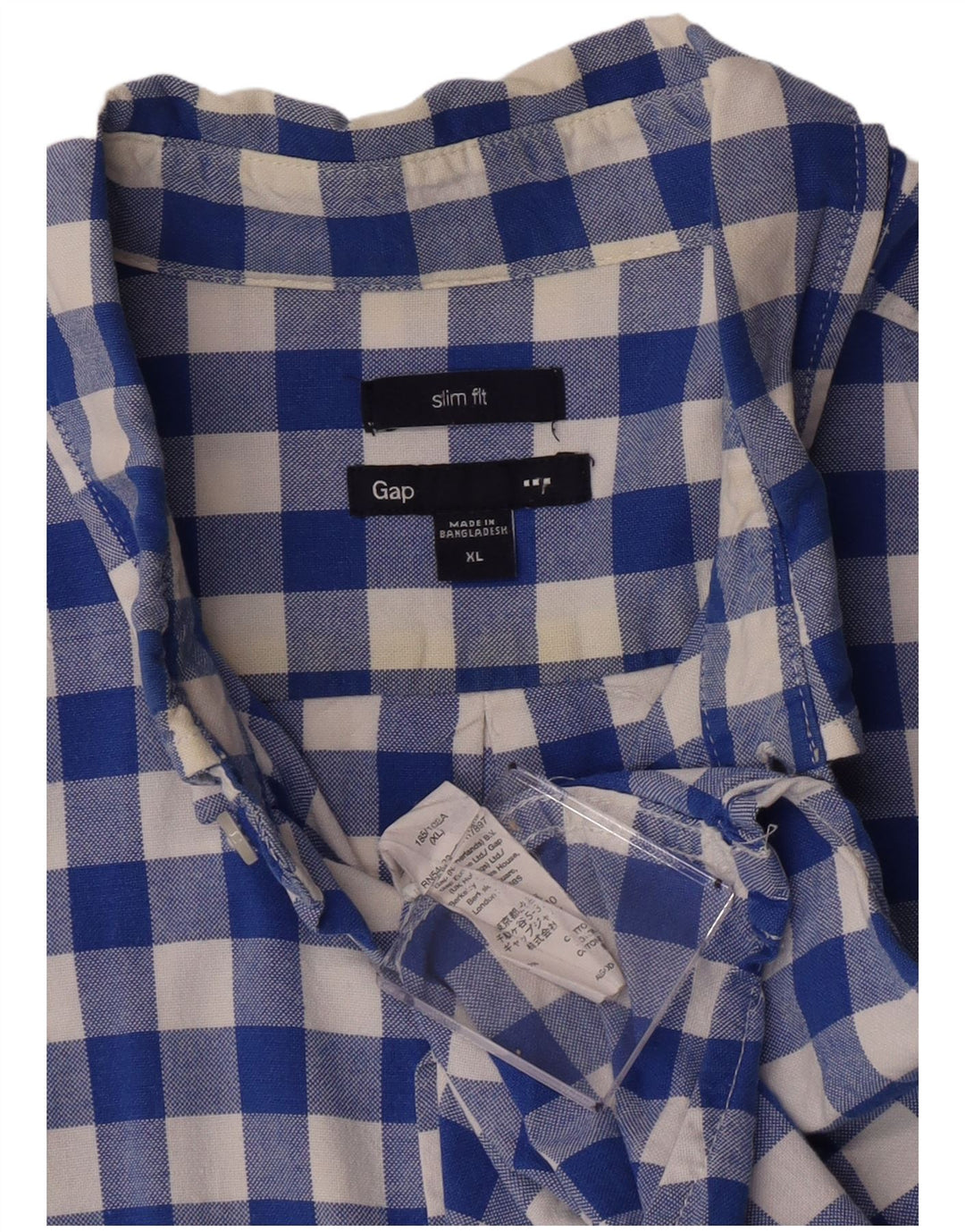 Camisa Gap Slim Fit XL De Algodón A Cuadros Azul