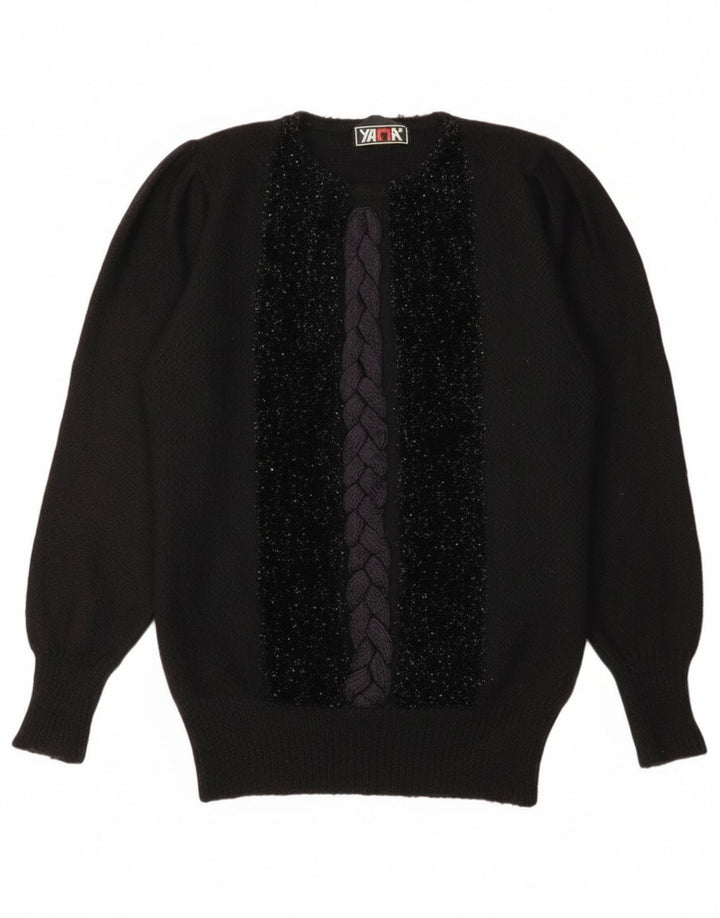 Vintage mujer cuello redondo jersey suéter IT 44 medio negro