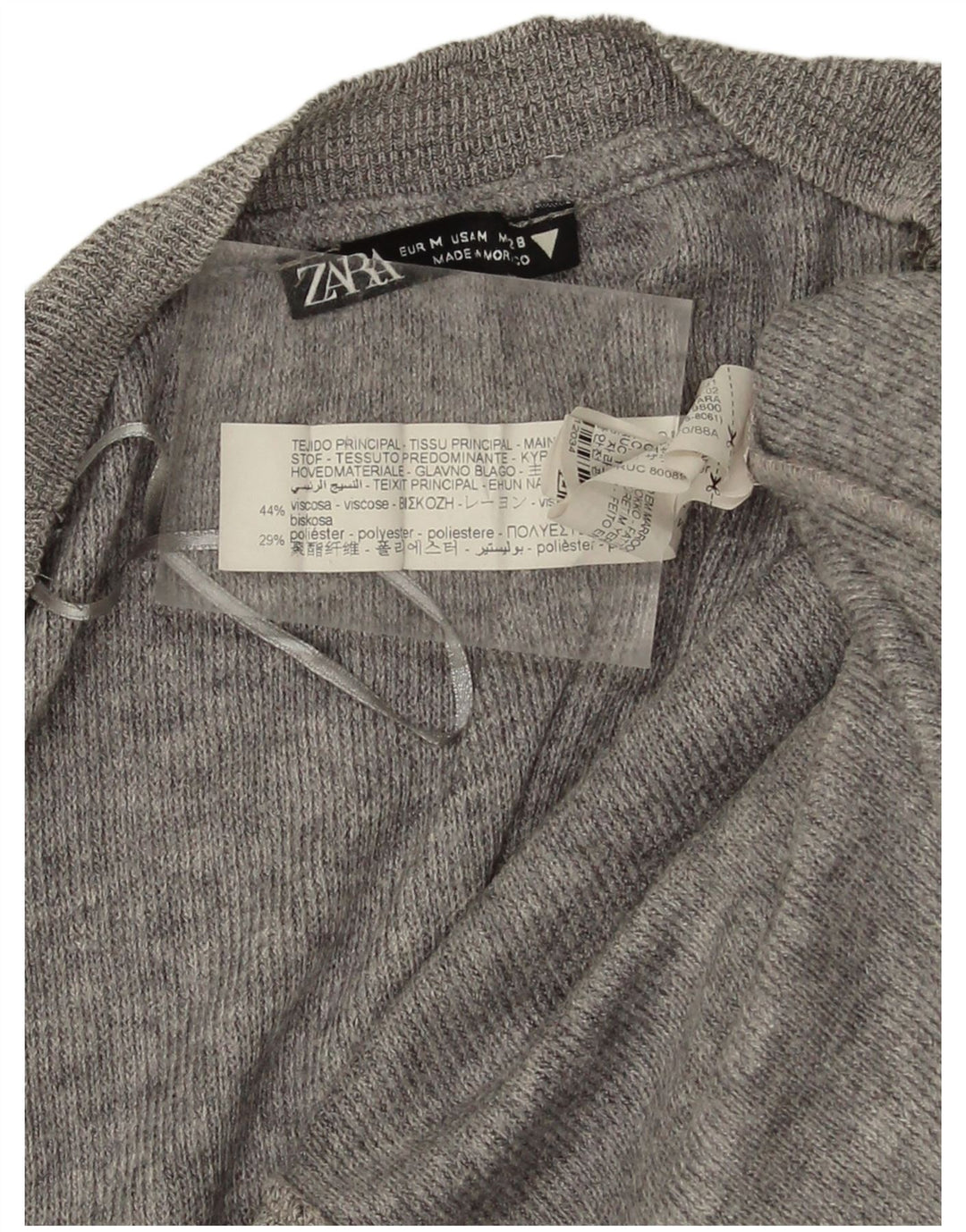 Zara Mujer Crop Suéter Cárdigan Extragrande UK 42 Viscosa Gris Medio