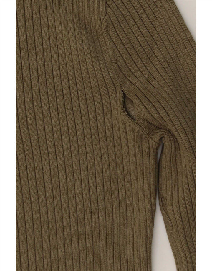 Zara Mujer Top Manga Larga UK 42 Viscosa Caqui Mediana