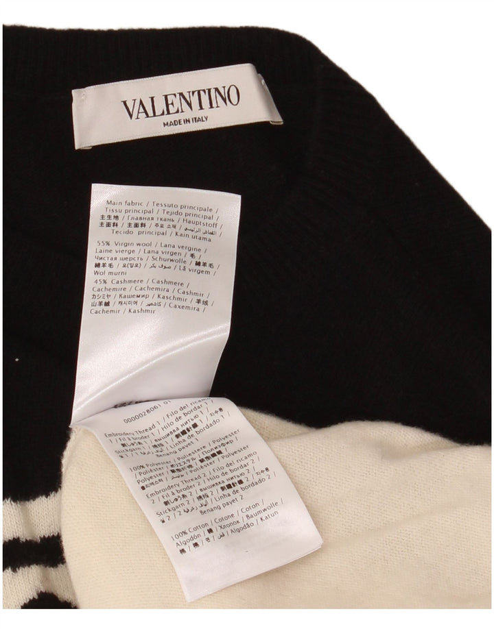 Valentino Jersey de cuello redondo para mujer UK 12 Medium Off White Classic