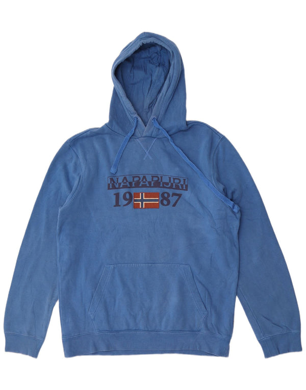 Napapijri Mens Geographic Graphic Hoodie Jumper XL Blue Cotton