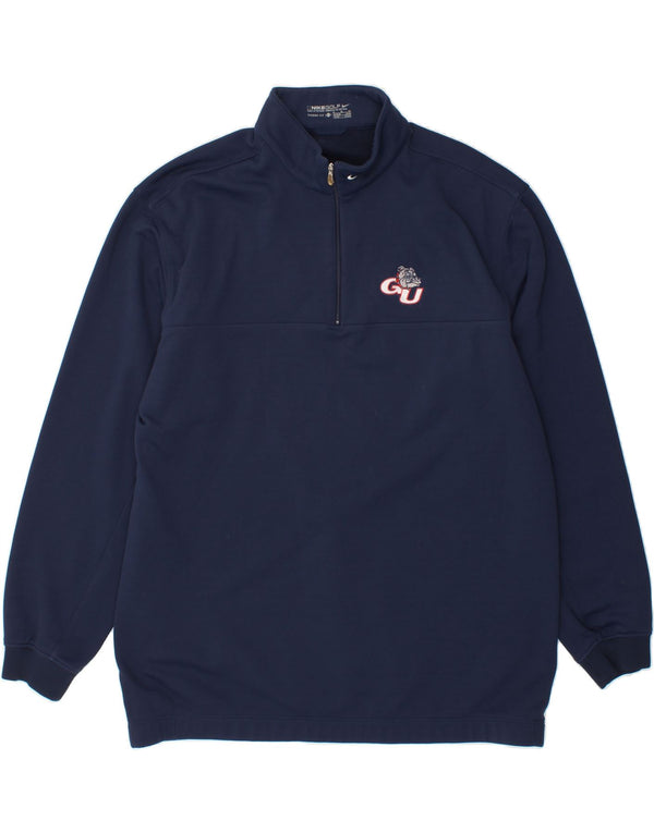 NIKE Mens Zip Neck Sweatshirt Jumper UK 46/48 XL Navy Blue Polyester
