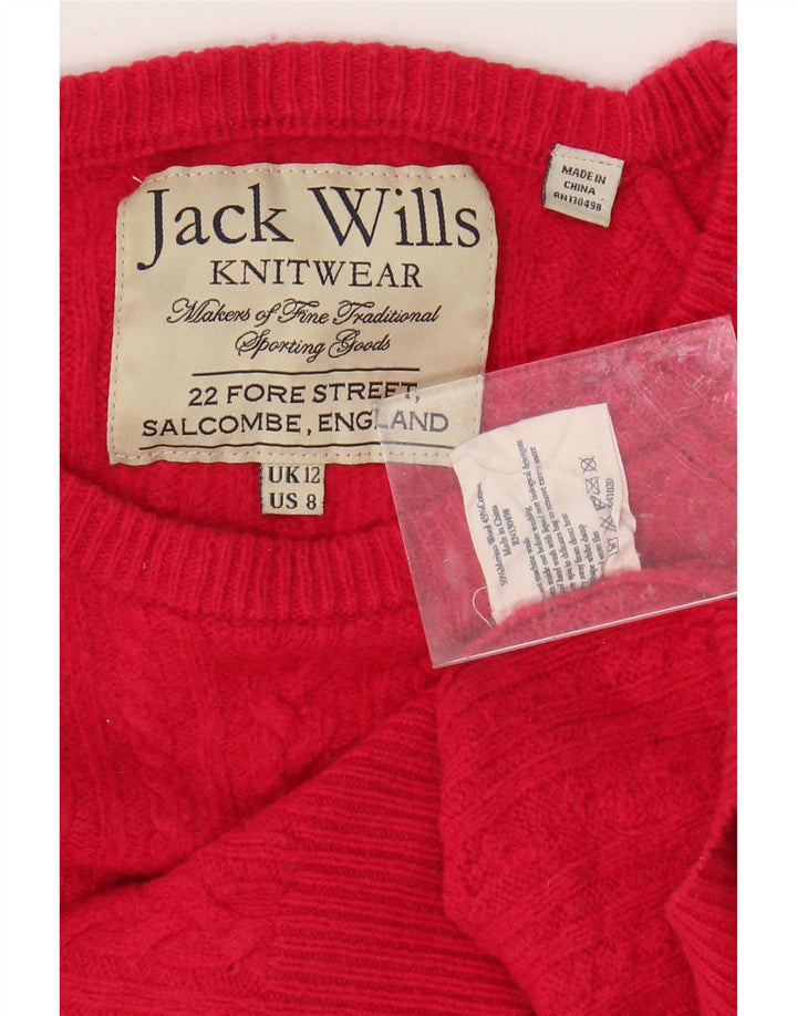 JACK WILLS Jersey corto con cuello barco para mujer, talla 40, color rosa medio