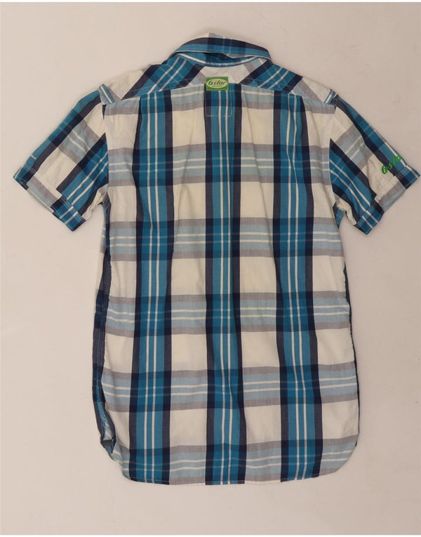 G-Star Hombre Camisa De Manga Corta Con Gráfico Militar De Algodón A Cuadros Azul Pequeño
