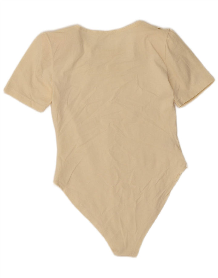 Vintage mujer body UK 10 pequeño algodón beige