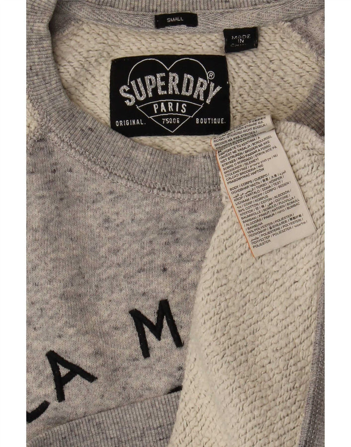 Superdry Mujer Sudadera Gráfica Jumper UK 40 Small Gris Colorblock