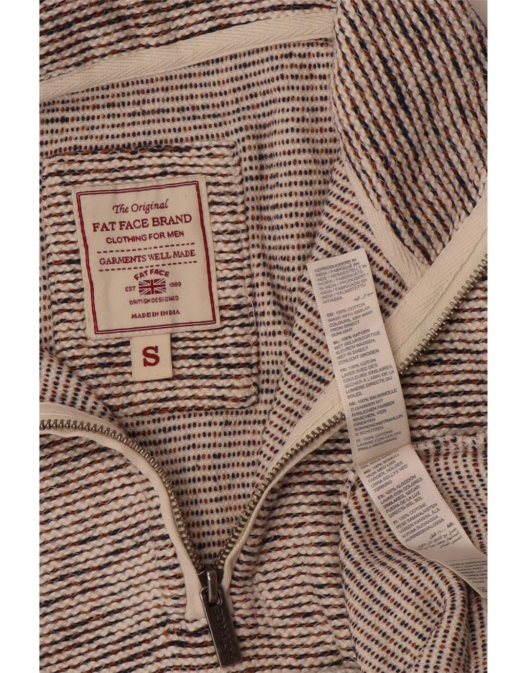 Sudadera con cuello y cremallera para hombre de Fat Face Jersey pequeño de algodón moteado en gris