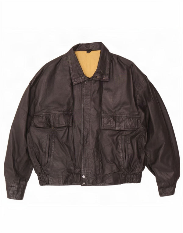 Vintage hombres chaqueta de cuero Reino Unido 40 grande negro