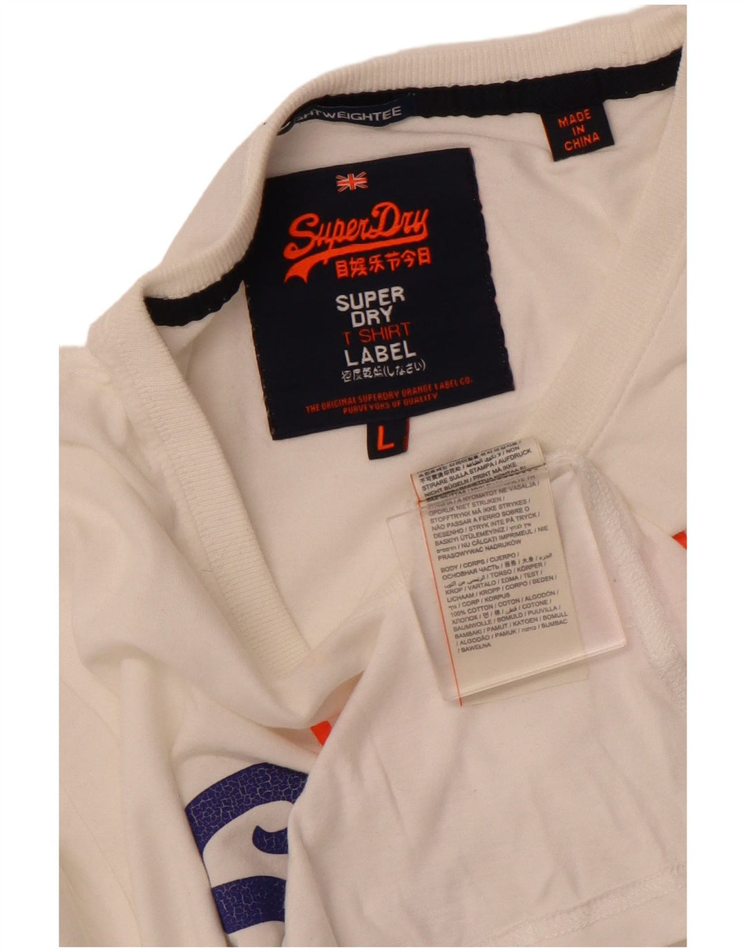 SUPERDRY Camiseta gráfica para hombre Top grande de algodón blanco