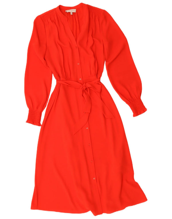 Hobbs Maxi Vestido Camisero para Mujer UK 8 Pequeño Poliéster Rojo