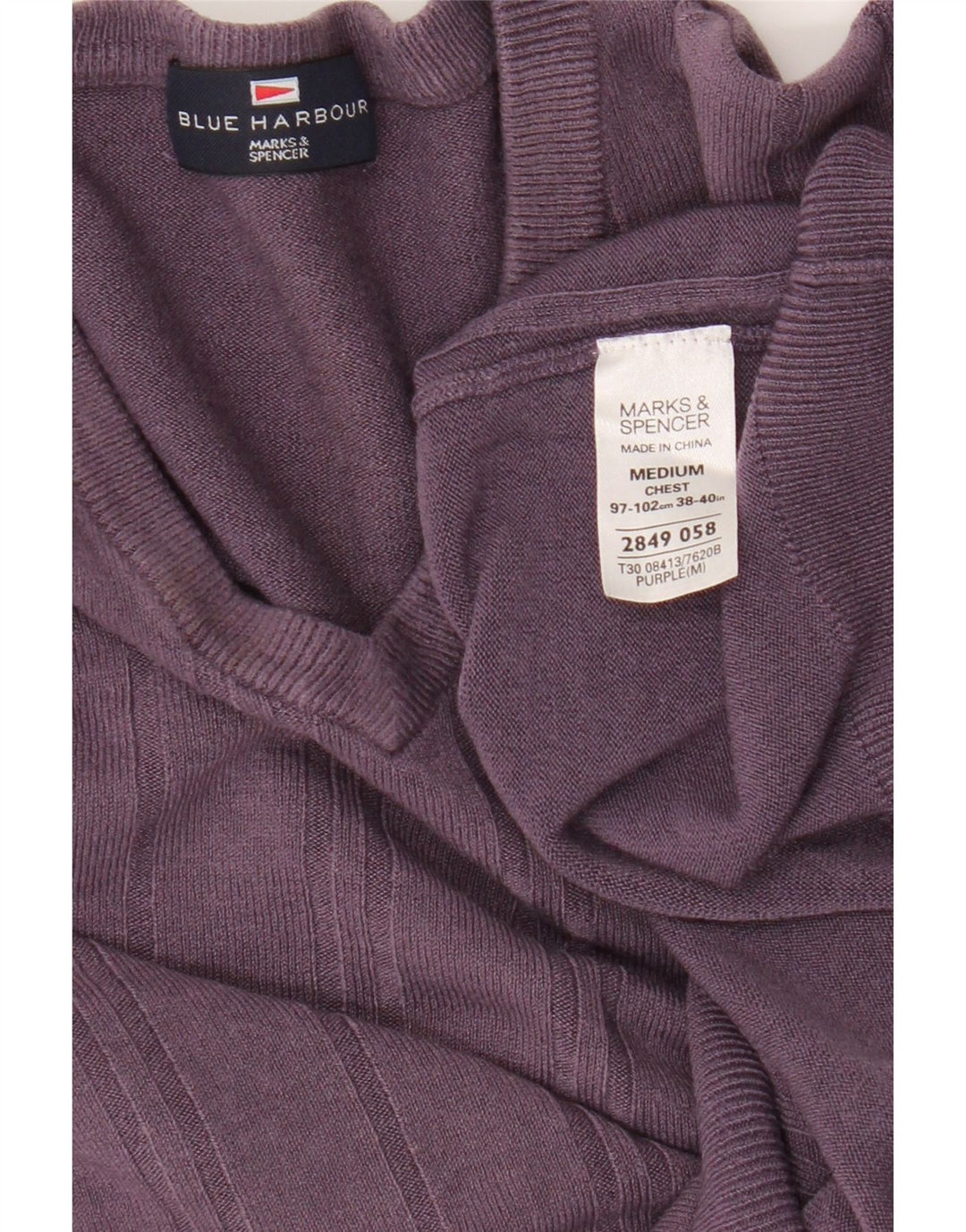 Marks & Spencer Suéter con Cuello en V para Mujer UK 44 Medio Púrpura