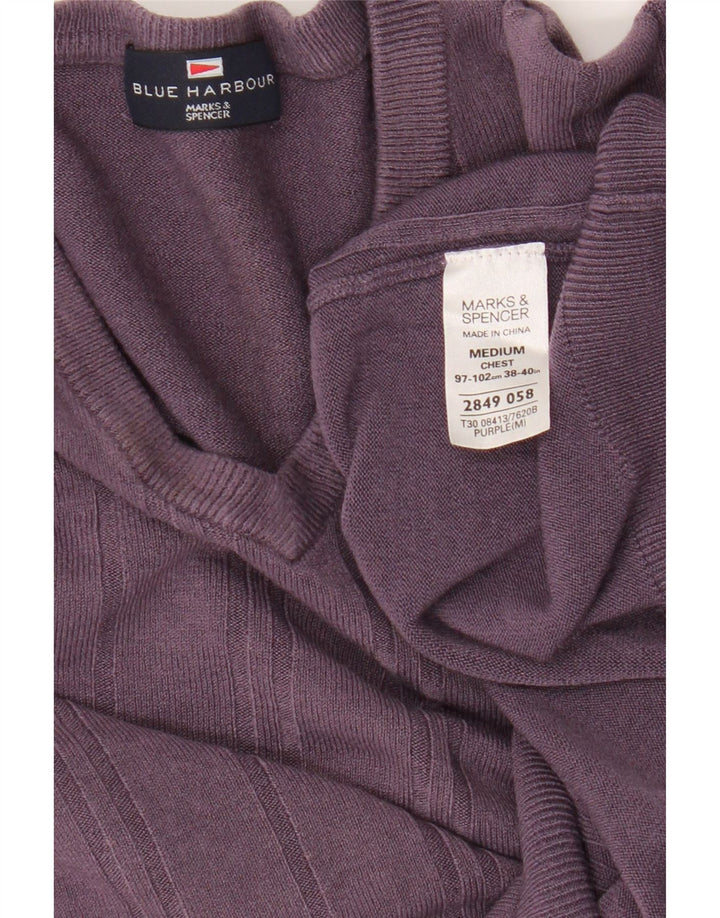 Marks & Spencer Suéter con Cuello en V para Mujer UK 44 Medio Púrpura