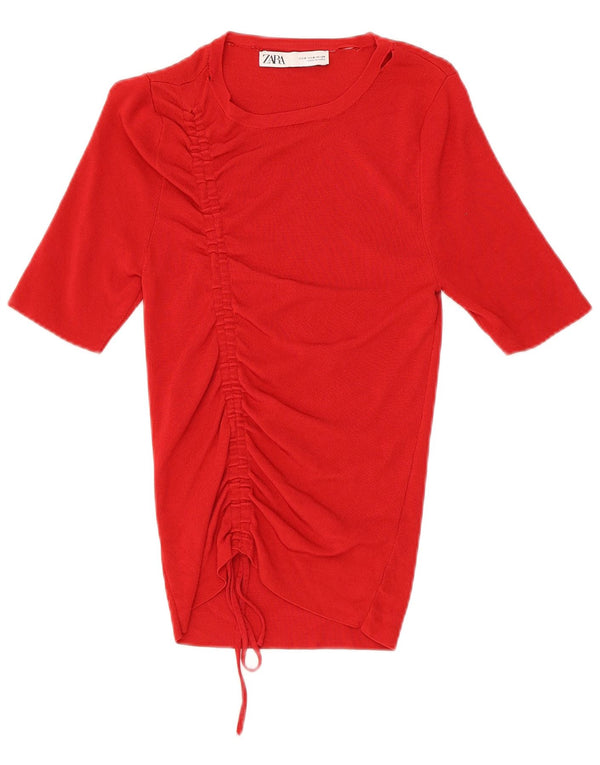 Zara Mujer Blusa Top UK 8 Small Rojo