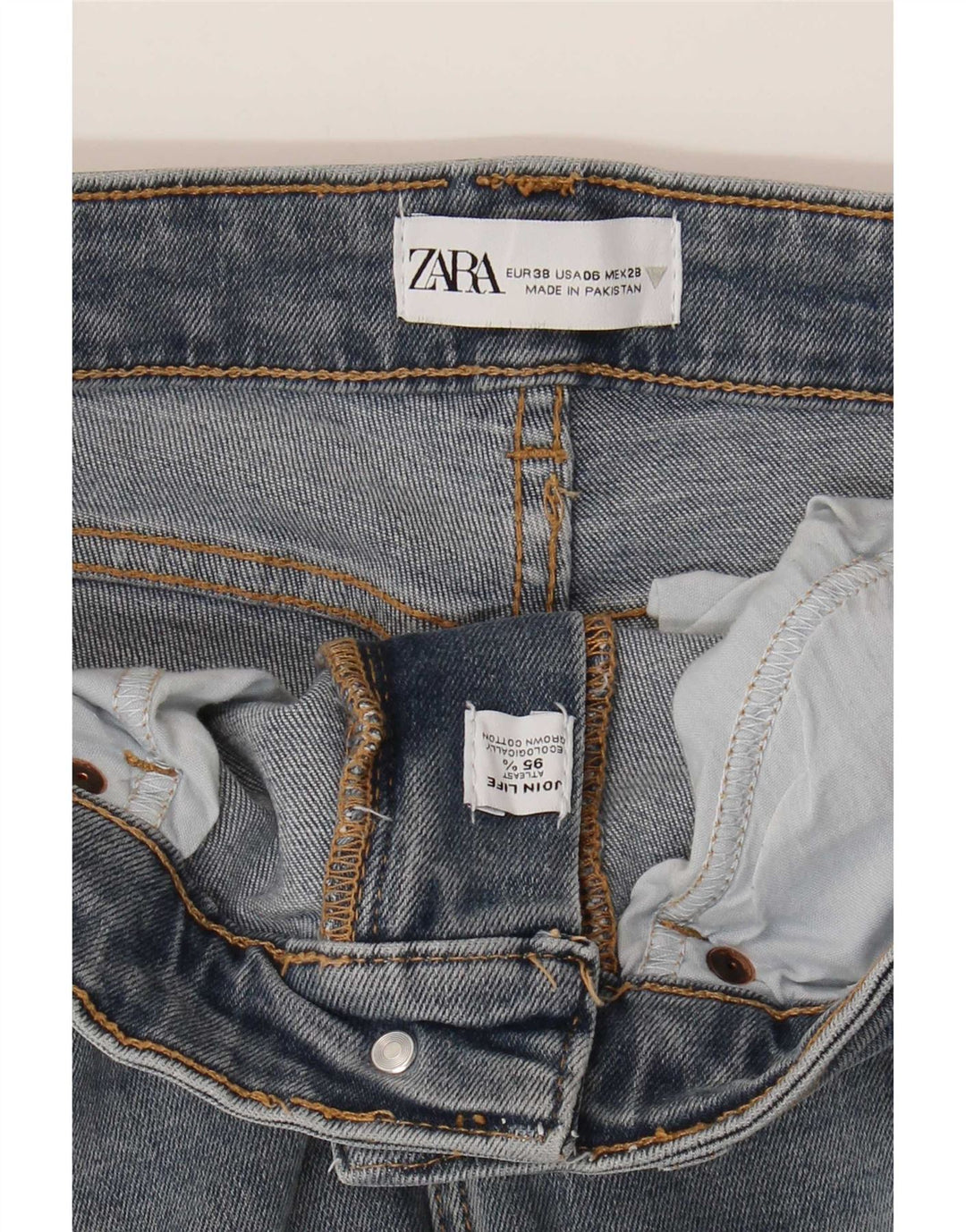 Zara Mujer Crop Bootcut Jeans EU 38 Small W28 L26 Algodón Azul