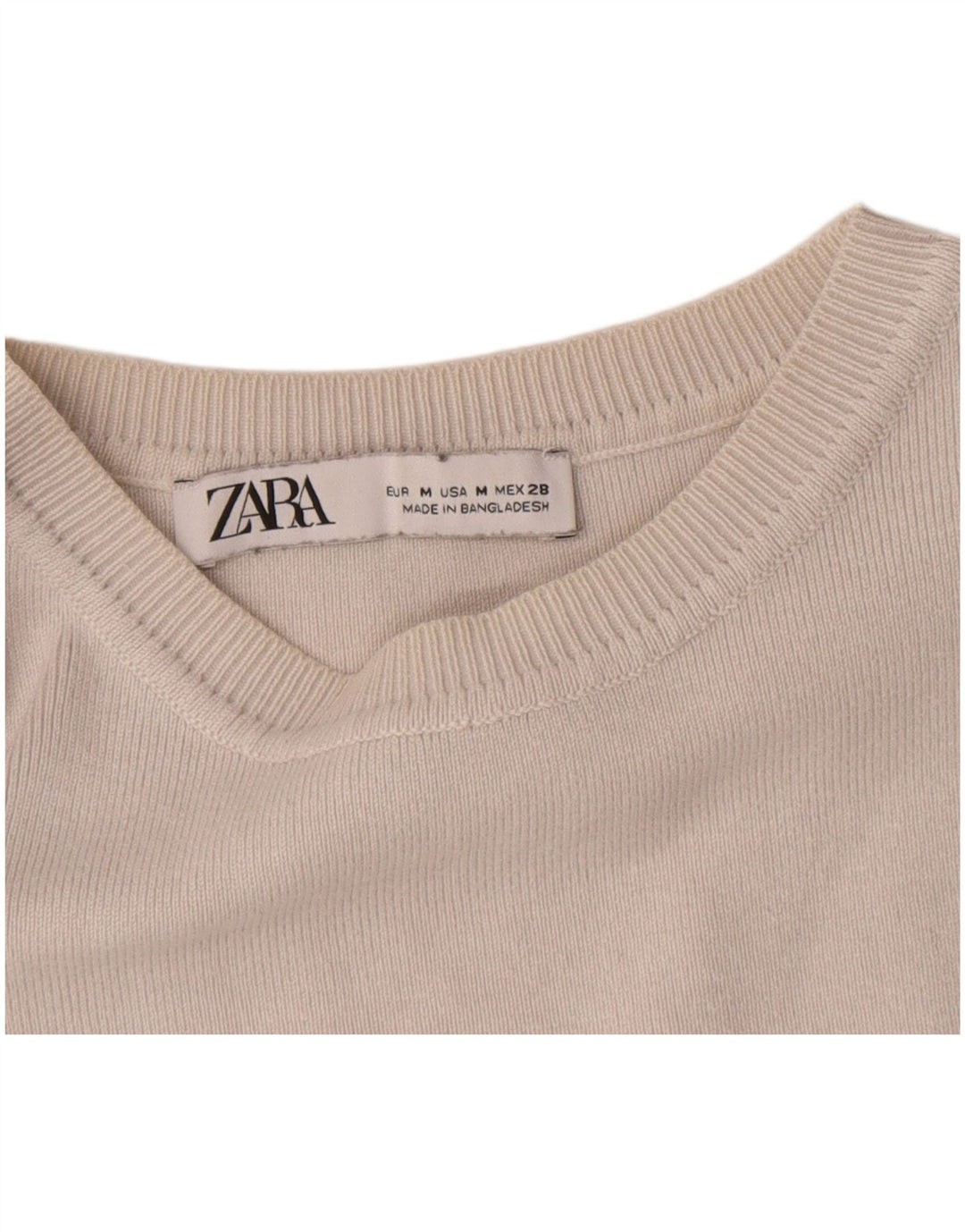 Zara Top Corto Sin Mangas para Mujer UK 12 Medium Off White