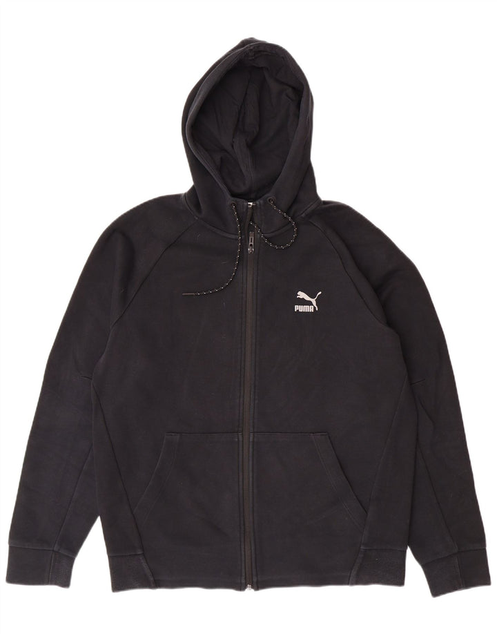PUMA Mens Zip Hoodie Sweater Medium Black Cotton