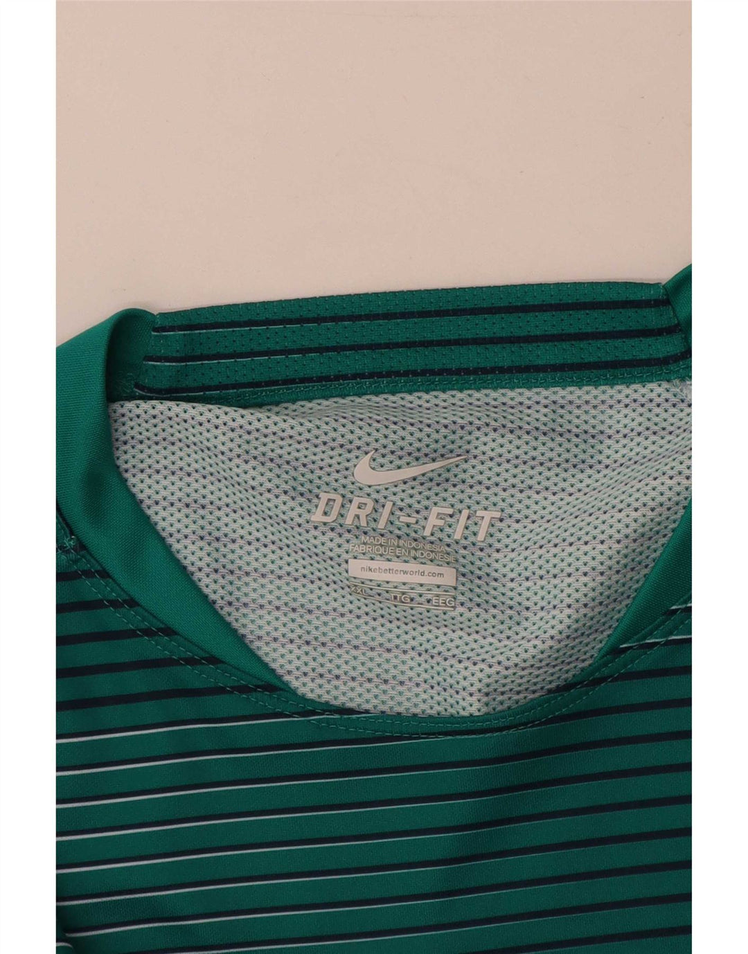 Nike Camiseta Dri Fit para hombre Top 2XL Poliéster a rayas verdes