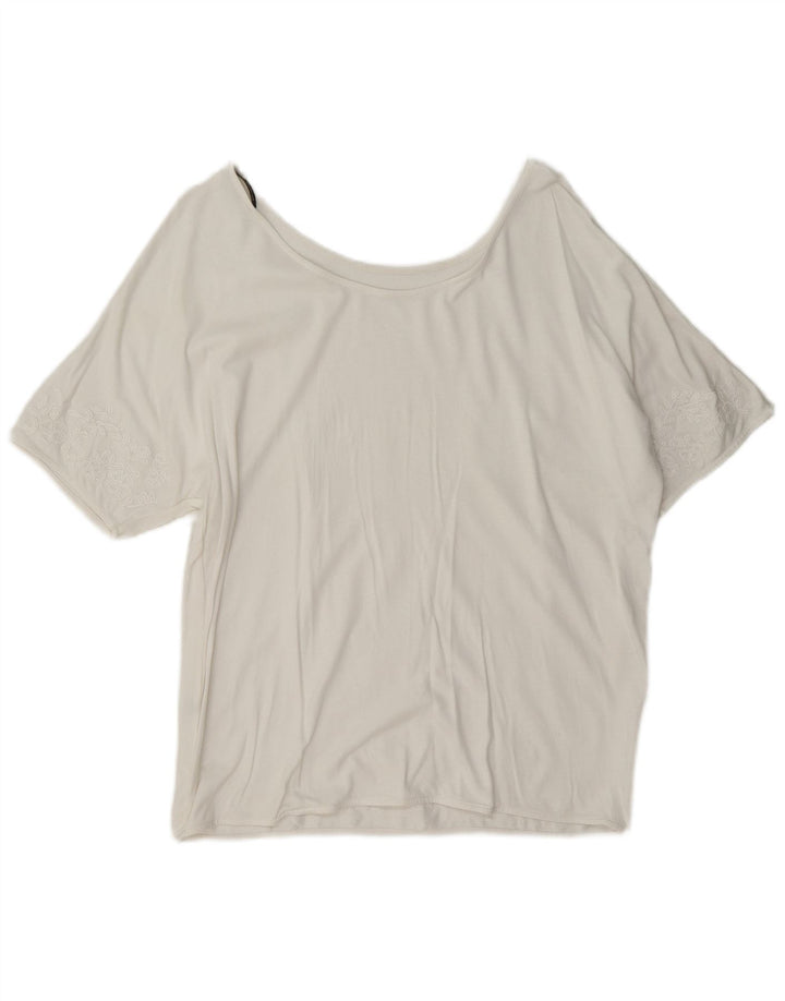 Massimo Dutti Blusa Mujer Top UK 46 Grande Blanco Floral