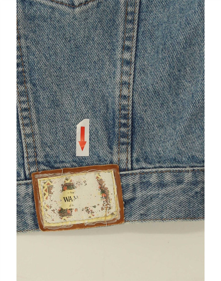 Wampum Chaqueta vaquera corta para mujer UK 46 Algodón azul grande