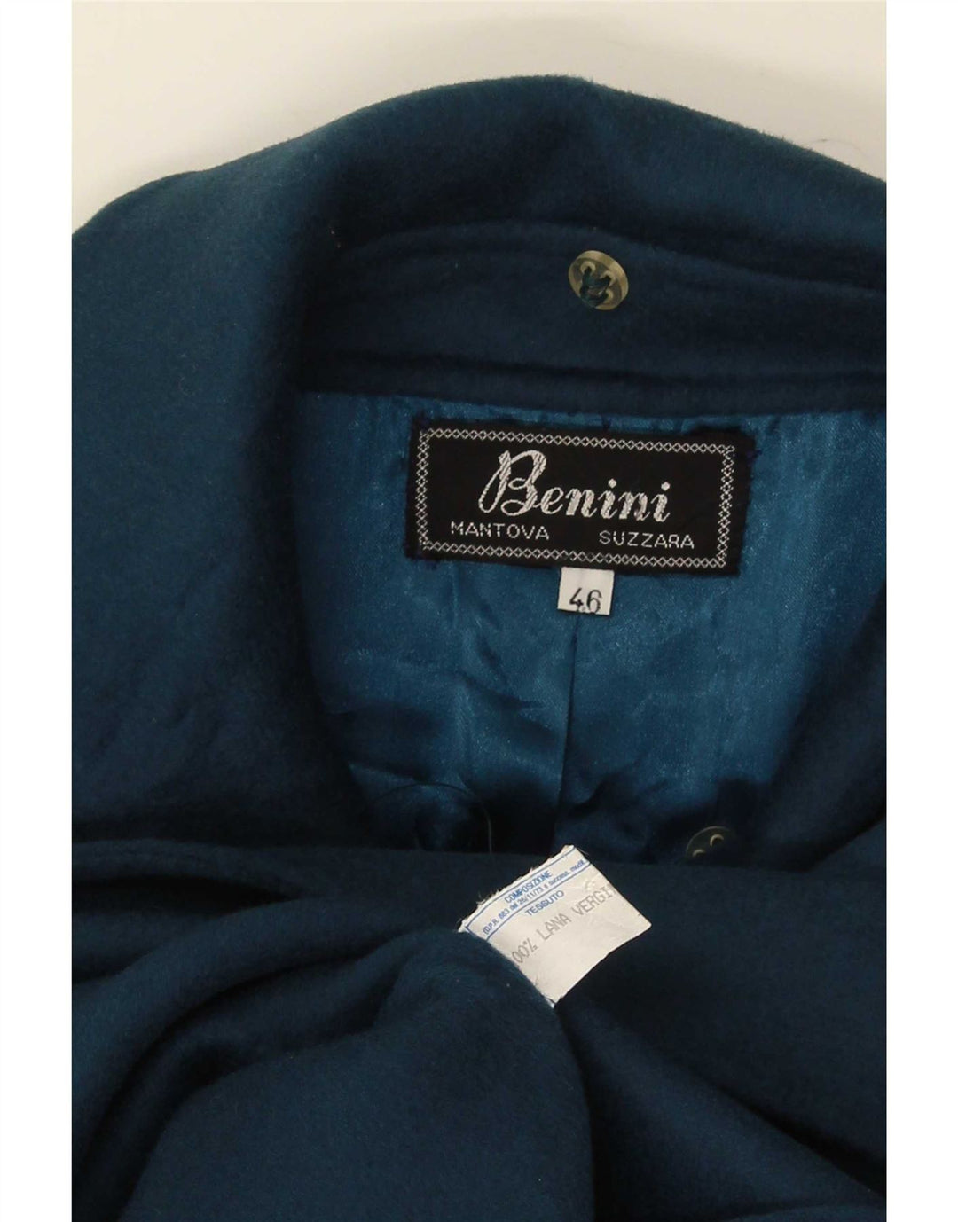 Abrigo vintage para mujer IT 46 Lana azul marino grande