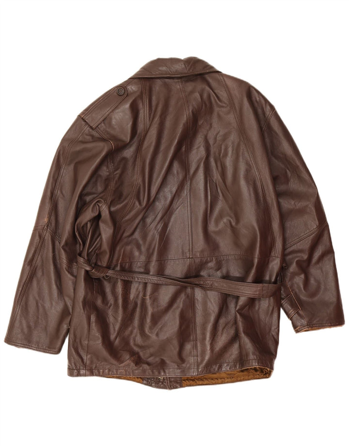 Chaqueta de cuero militar vintage para hombre IT 52 XL cuero marrón