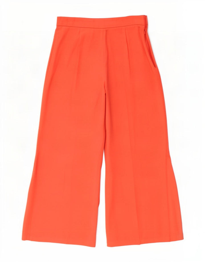 Zara Mujer Pantalón Capri De Pierna Ancha Mediano W28 L22 Poliéster Naranja