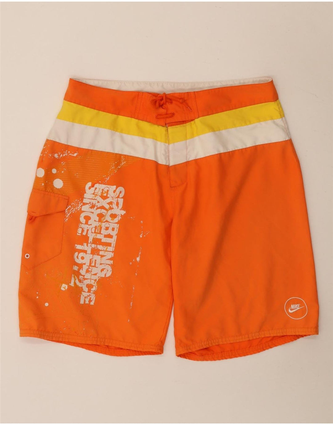 Nike Bañador con estampado gráfico para hombre, tamaño grande, naranja, color block, poliéster