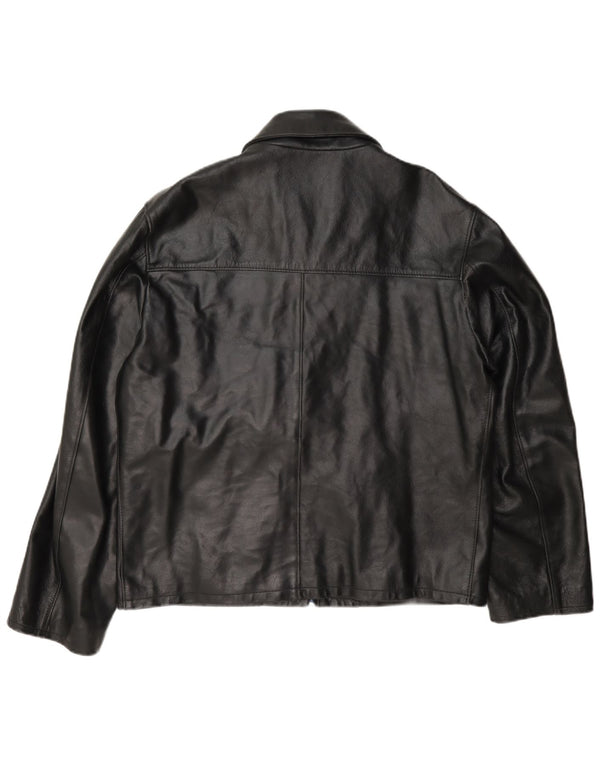 Vintage hombres chaqueta de cuero Reino Unido 40 grande negro