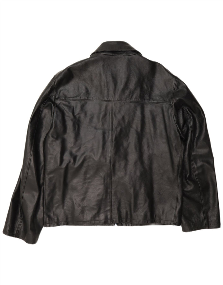 Vintage hombres chaqueta de cuero Reino Unido 40 grande negro