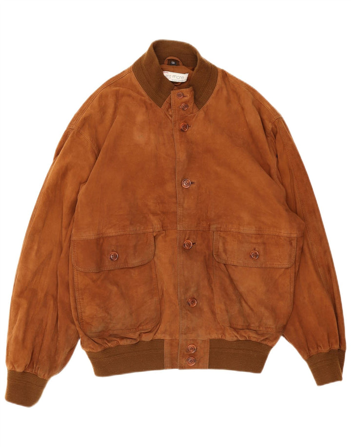 Bata and More Chaqueta bomber de ante para hombre IT 50 Cuero marrón grande