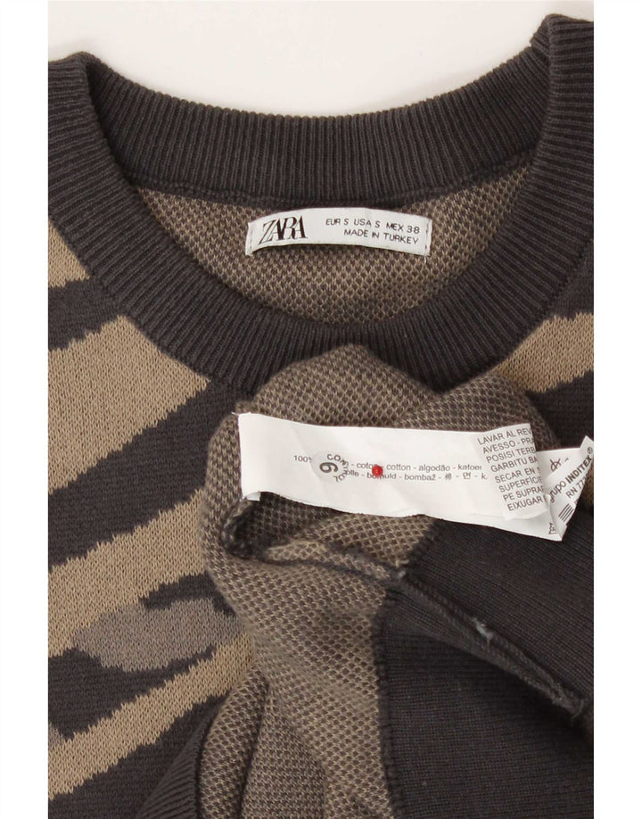 Zara Hombre Sudadera Jumper Small Marrón Rayas Algodón