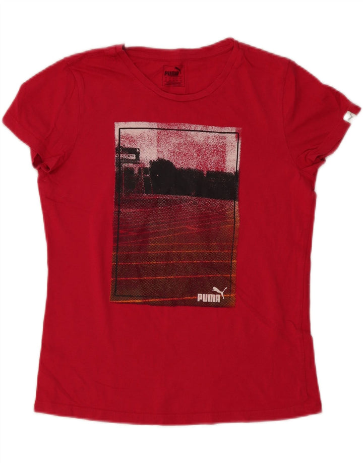 Puma Mujer Camiseta Gráfica Top UK 12 Medium Rojo